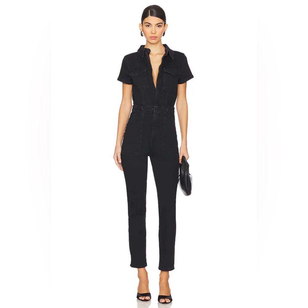Good American Black Denim Jumpsuit